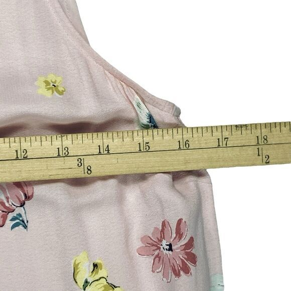 Loft Sleeveless Dress Womens Sz 2 Pink Floral Crew Neck Boho Coastal Beach - Picture 9 of 14